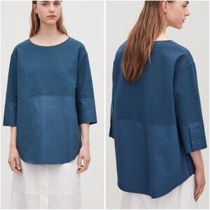 COS Cotton Sweatshirt With Shirt Hem Pink Blouse